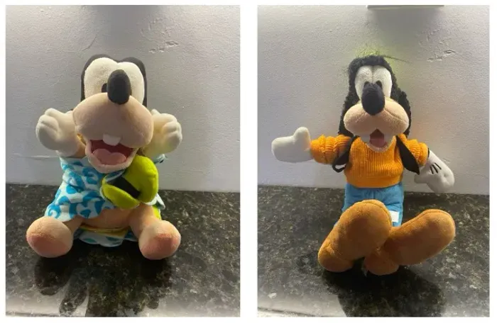Lote dois bichos de pelúcias - patetas (bebe e adulto). Original. Importados.