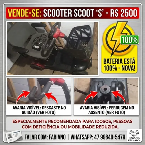 Scooter Elétrica Scott S - Ideal para Idosos e Mobilidade Reduzida 2000 reais 