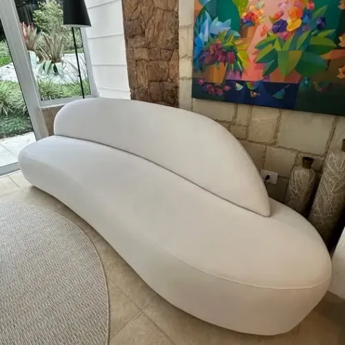 Sofá Orgânico Curvo Off White Alto Padrão 2,80 x 90 cm