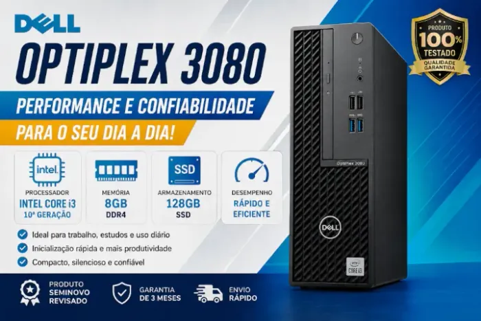 Cpu Dell Optiplex 3080 i3 10º geração 8gb ram ddr4