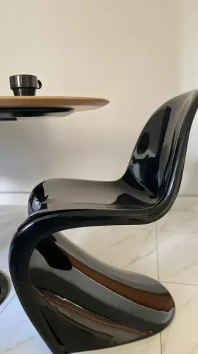 4 cadeiras Panton Curve Design, preto alto brilho: nova, sem uso!