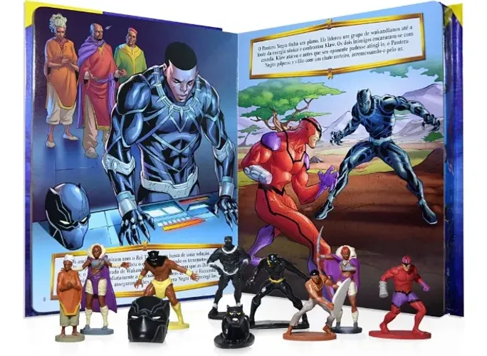 Livro Pantera Negra - Wakanda para Sempre - 10 miniaturas - Marvel