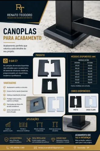 Canopla Bipartida Nylon Acabamento Grades ferro e alumínio serralheria