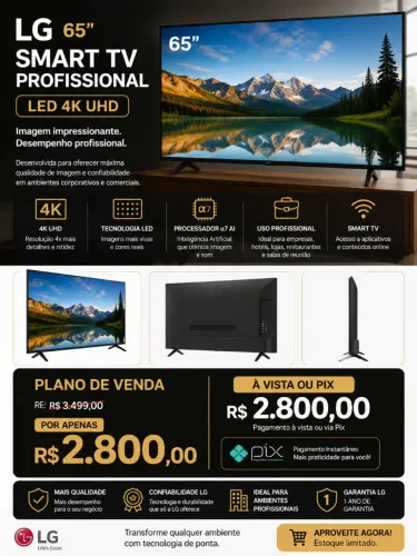 Tv LG 65 polegadas semi-nova 