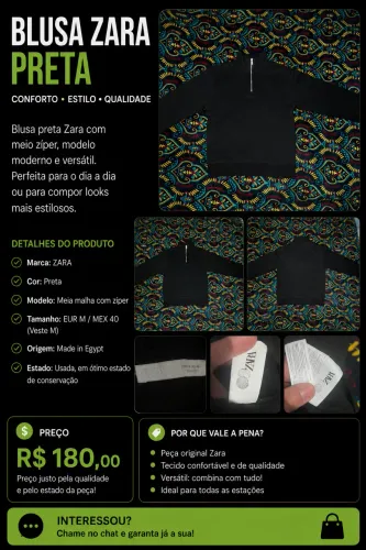 Blusa Zara Meio Zíper
