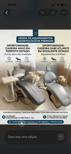 Cadeira odontológica em total funcionamento!