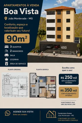 Apartamento no Bairro Boa Vista em João Monlevade - MG, 90m² por R$ 250.000 a R$ 350.000
