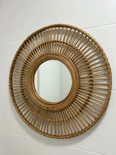 Espelho vime redondo decorativo - 60 cm