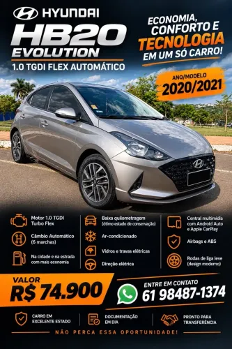 Hyundai HB20 Evolution 1.0 TB Flex 12V AUT 2021