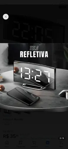 Relógio De Mesa Digital Despertador Curvado Multifuncional
