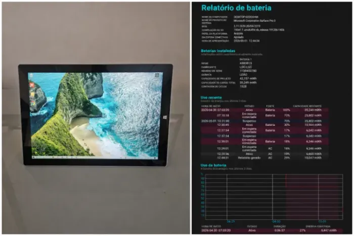 Surface 8Pro- Corei7/ 8GBRam/ 256GB- C/Bateria 100%, Dock Original+ Teclado + Carregador