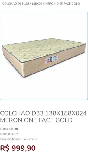 Colchão D33 138x188x24/ Novo de Fábrica/Pagamento no ato da entrega/ ler descrição