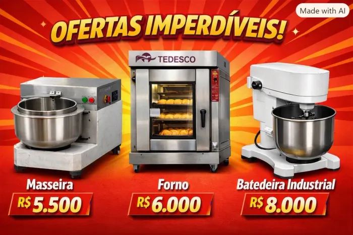 Equipamentos de Padaria - Masseira, Forno e Batedeira Industrial