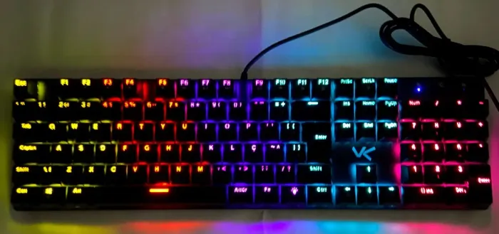 Teclado Mecânico Gamer LED Rainbow, Switch Blue, ABNT2, Black