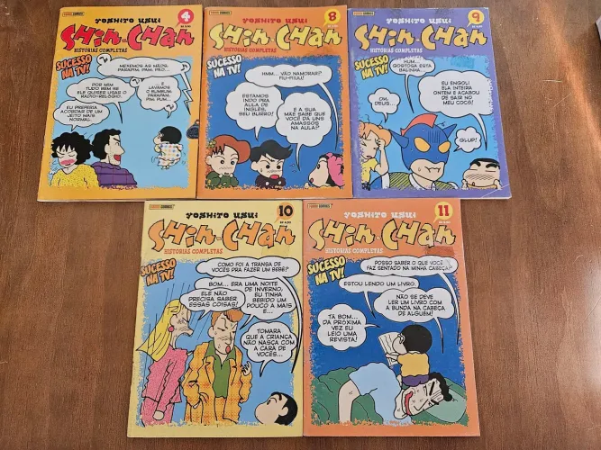 Lote Mangás Shin-Chan Panini (5 volumes) 4, 8, 9, 10 e 11