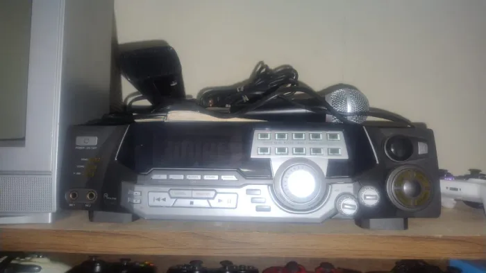 Videokê com microfone cartucho excelente raf 3700