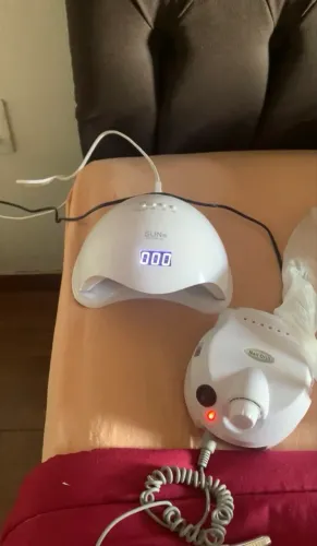 Kit Alongamento Unha Gel - Cabine SUN5 48W + Motor Lixadeira + Brocas - Funcionando"