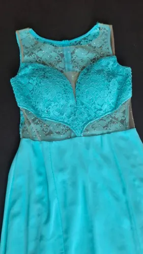 VESTIDO DE FESTA AZUL TURQUESA
