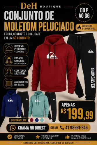 Vendo conjunto de moletom peluciado canguru  do P Ao GG  Deh boutique entrego com taxa 