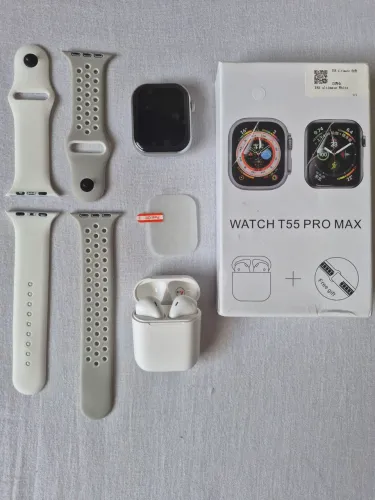 SmartWatch T55 Pro Max + Fone Bluetooth + 2 Pulseiras