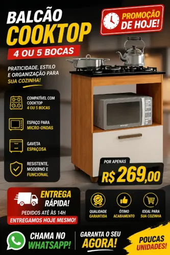Balcão Cooktop 4 ou 5 Bocas PRONTA ENTREGA
