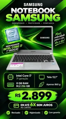 Notebook Samsung i7 - 8gb - SSD 256gb - 13" 