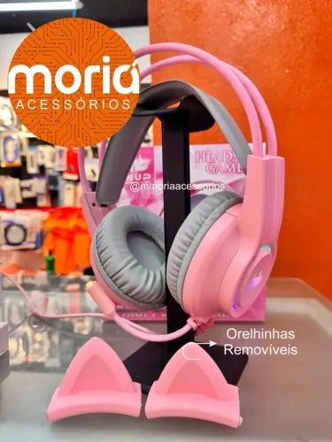 Fone Headset Gamer P2 USB Gatinho Knup Kp GA04