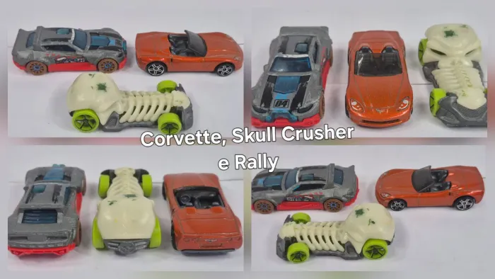 Kit 3 Carrinhos Hot Wheels Antigos - Corvette, Skull Crusher E Rally Cat fotos reais