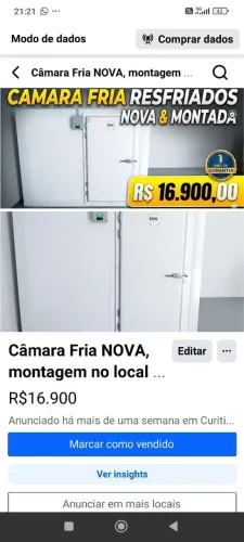 Câmara fria resfriados ou congelados! 