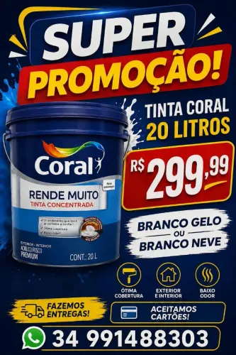 Coral 20 litros branco gelo e neve 300 reais 