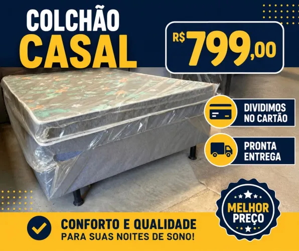 Base mais colchão casal com 10cm, Fazemos entrega Dividimos em até 10x 