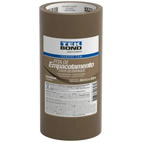 Fita para Empacotamento PP 48 mm x 40 m Marrom - Tekbond
