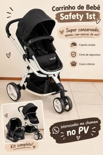 Carrinho de Bebê Safety 1st com Bebê Conforto - Kit Completo