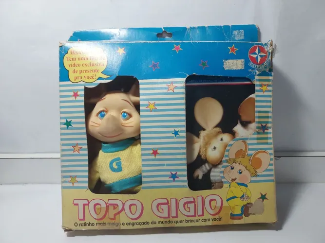 Boneco Topo Gigio anos 80 no Estojo com VHS Fabricado pela Estrela