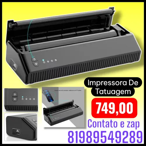Impressora De Tatuagem Usb + Bt Com Estêncil Térmico
