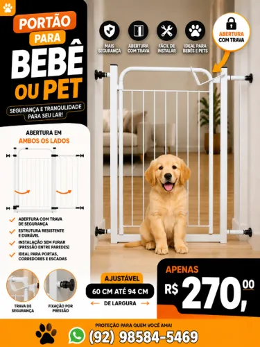 Portão 80 cm , com abertura .