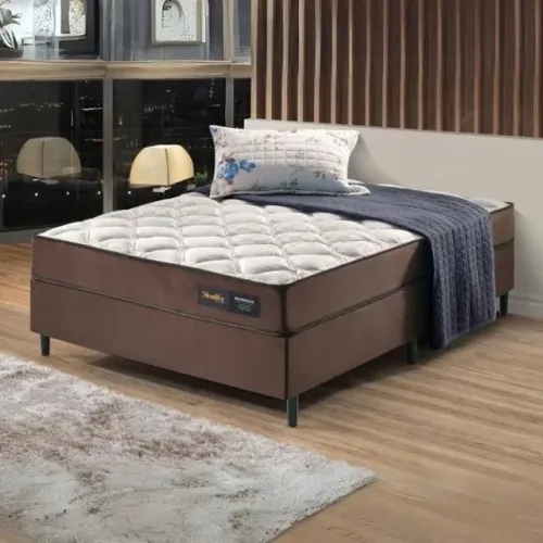 Cama Box Casal + Colchão New Flex 1,38m | Molas Ensacadas