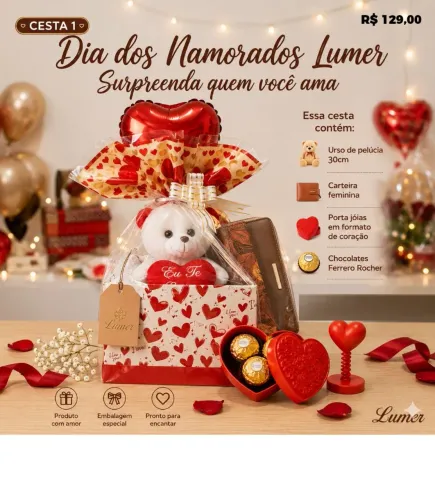 Cesta de presente para o dia dos namorados