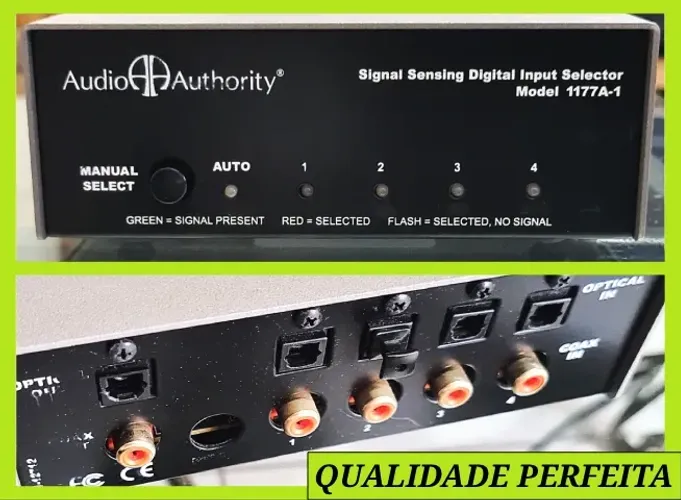 Smart Switch Áudio c/ Conversor (Toslink/Óptico/SPDIF - RCA/Coaxial) Audio Authority 1177A