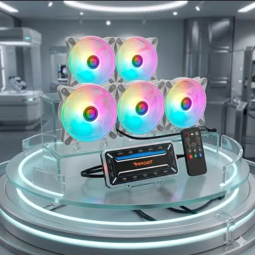Kit 5 fans argb pra gabinete + controladora