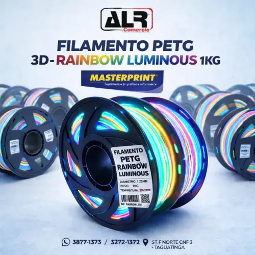 FILAMENTO ( PETG ) RAINBOW LUMINOUS 1.75MM 1KG IMPRESSORA 3D MASTERPRINT