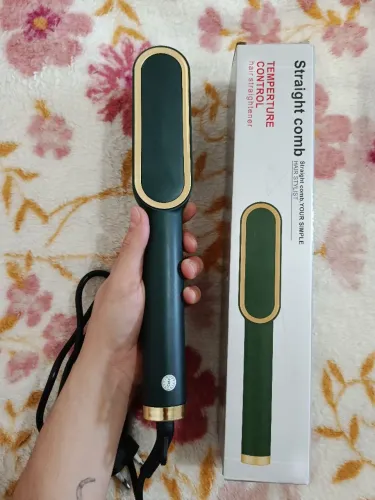Escova Alisadora Elétrica (Straight Comb) - Verde e Dourada
