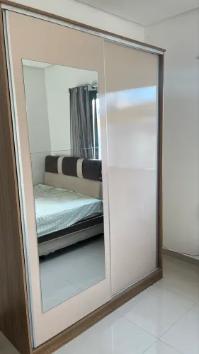 Guarda Roupa Solteiro 2 Portas de Correr 2 Gavetas e Espelho