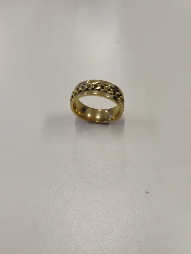 Anel em aço dourado anti-stress