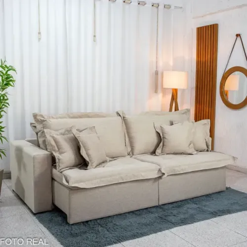 SOFÁ CAMA RETRÁTIL BOLT 2.40M LINHO SEM CAIXA. PRONTA ENTREGA.