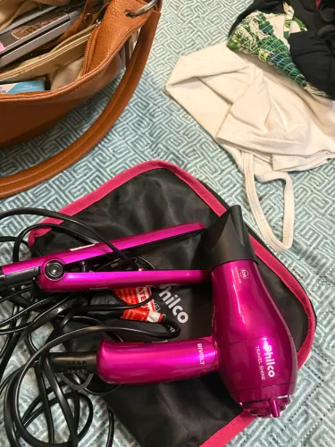 Kit prancha e secador mini