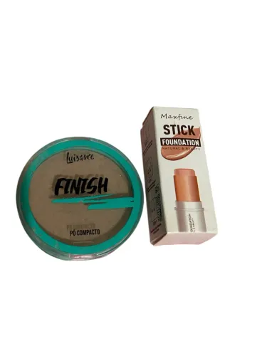 Kit Base de Maquiagem em Stick e Pó Compacto Bege Médio
