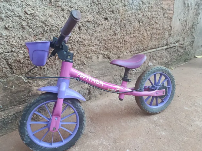 Bicicleta Infantil Aro 12 Sem Pedal Balance Bike Feminina - Nathor Rosa