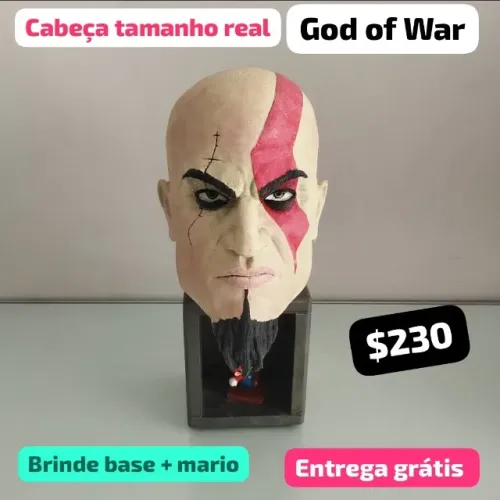 Action figure Cabeça Kratos item para colecionador