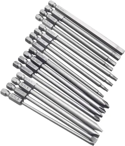 Conjunto de 16 peças de bits de chave de fenda magnéticos longos 4 em 1 Yakamoz com haste 